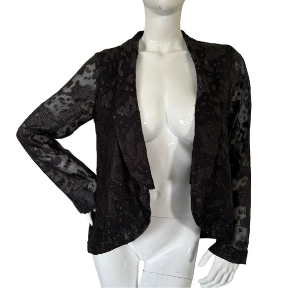BCBGeneration blazer jacket shawl leopard shimmer design cutout open back NWT M - Picture 11 of 17